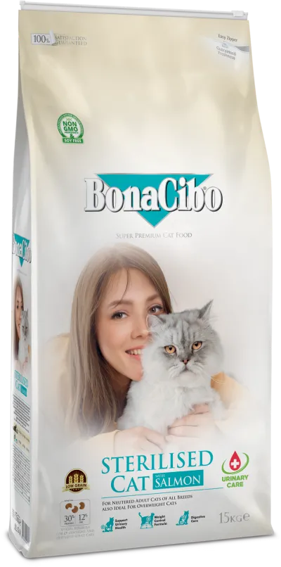 Сухий корм для котів BonaCibo Adult Cat Sterilised Salmon
