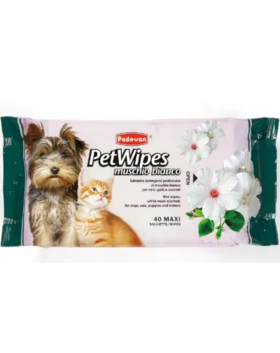 Очищаючі вологі серветки з білим мускусом Padovan Pet Wipes Muschio Bianco