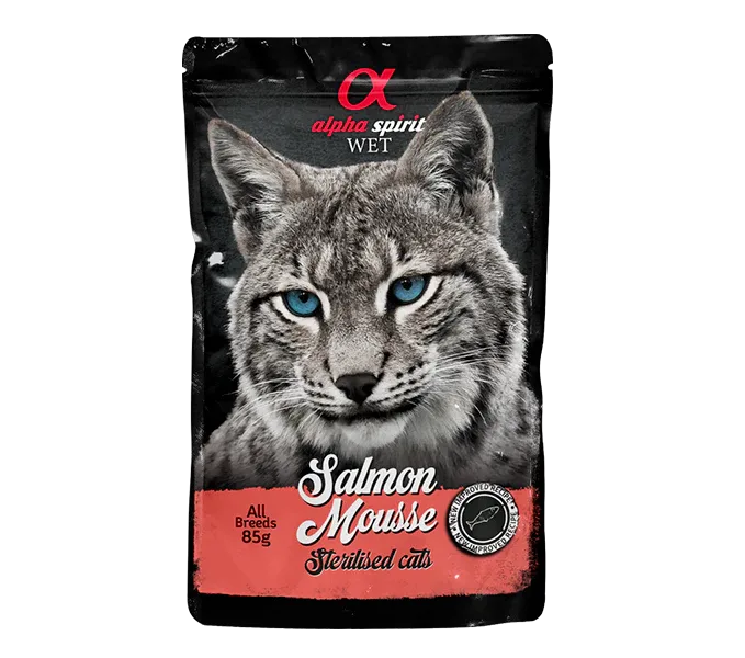 Вологий корм (пауч) для стерилізованих котів Alpha Spirit Сальмон Мусс — фото 1